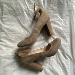 Taupe block heels